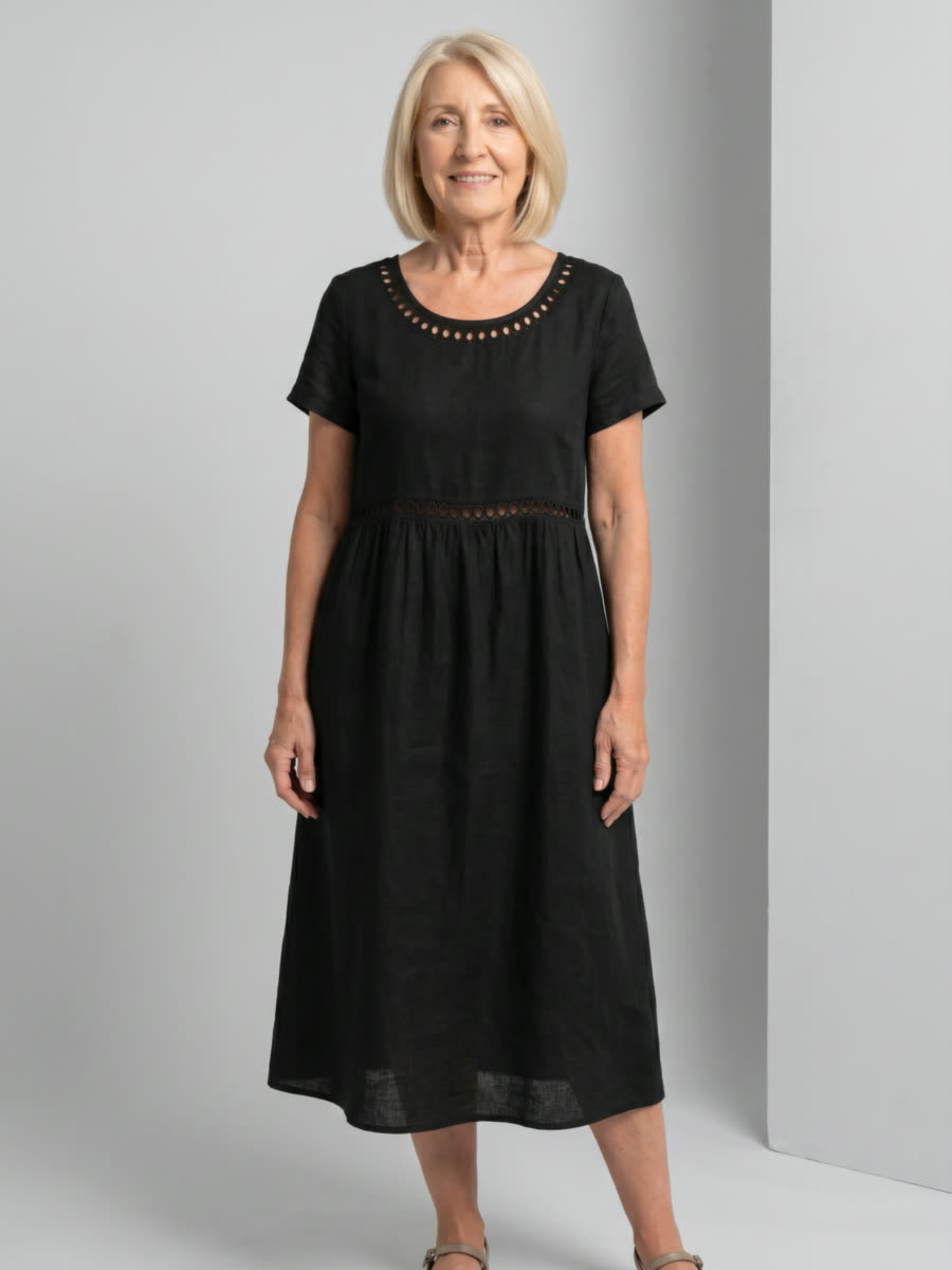 Rosalie embroidered midi dress - Black