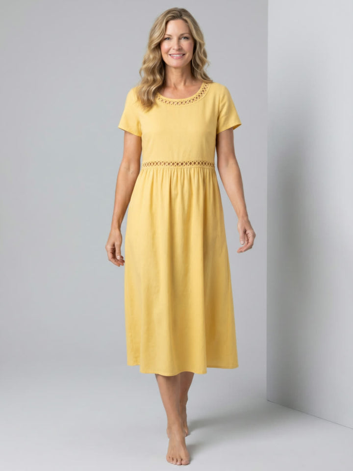Rosalie embroidered midi dress - Yellow