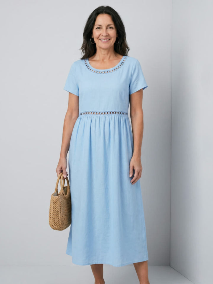 Rosalie embroidered midi dress - Blue
