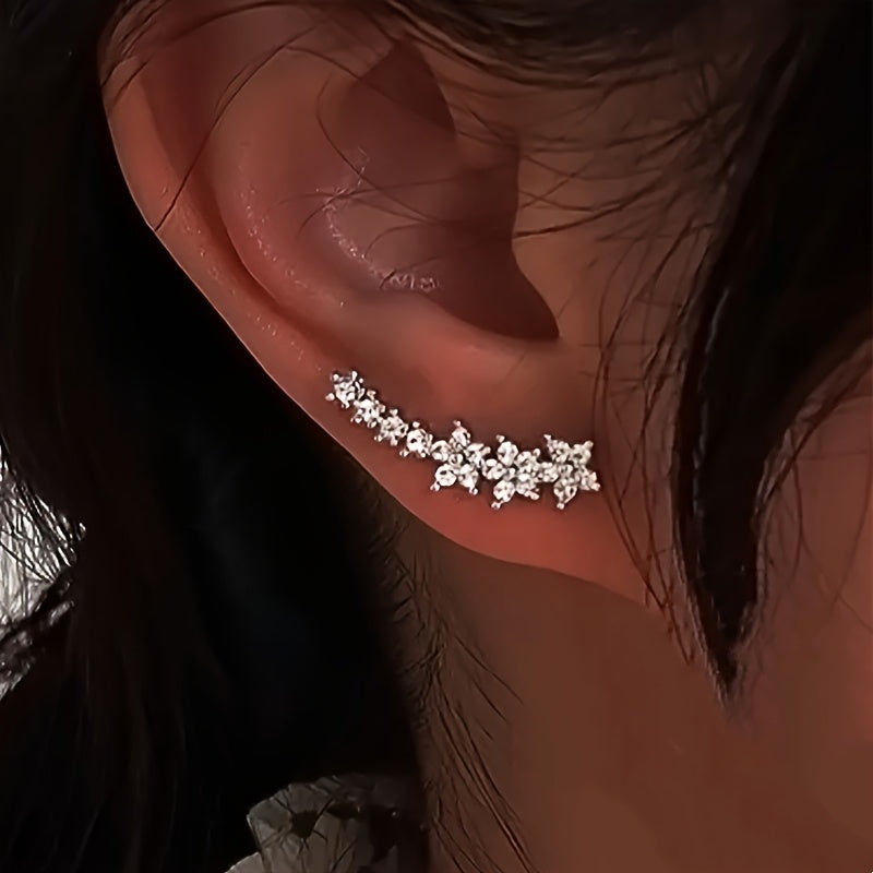 Rosalia | Crystal Floral Climber Earrings