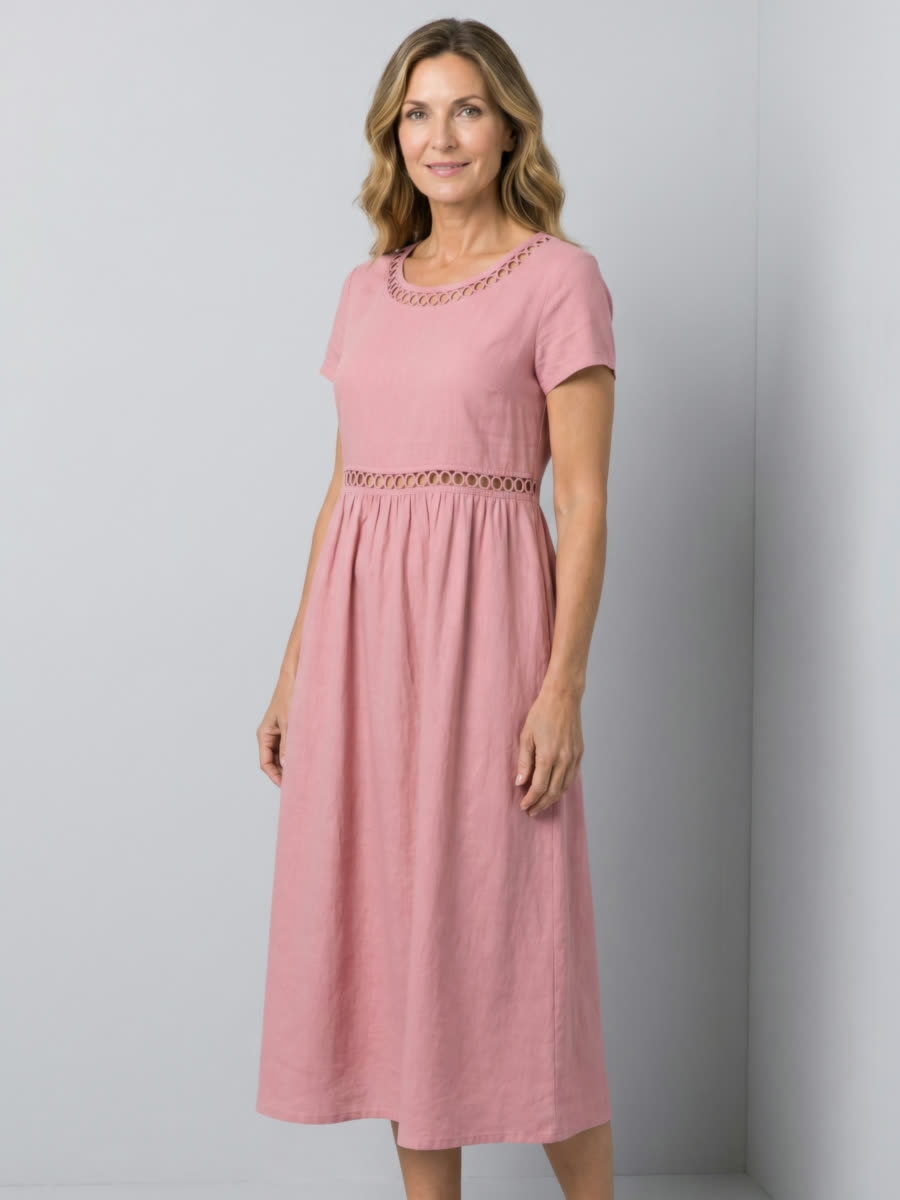 Rosalie embroidered midi dress - Pink