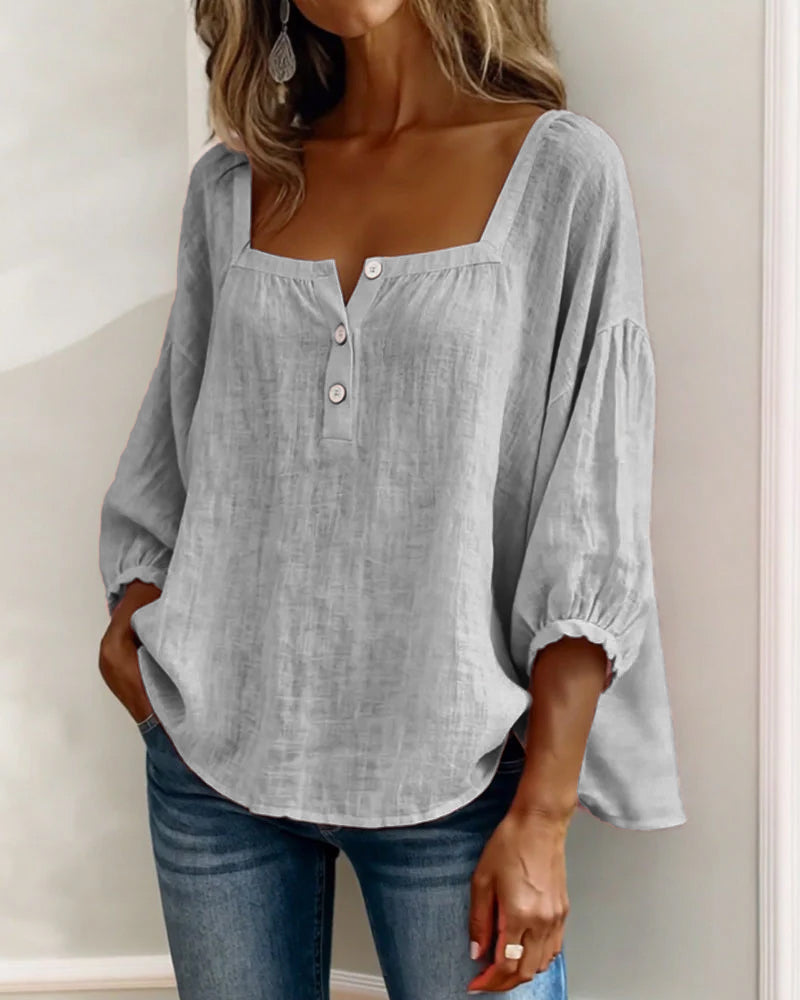 Elise | Square Neck Long Sleeve Blouse