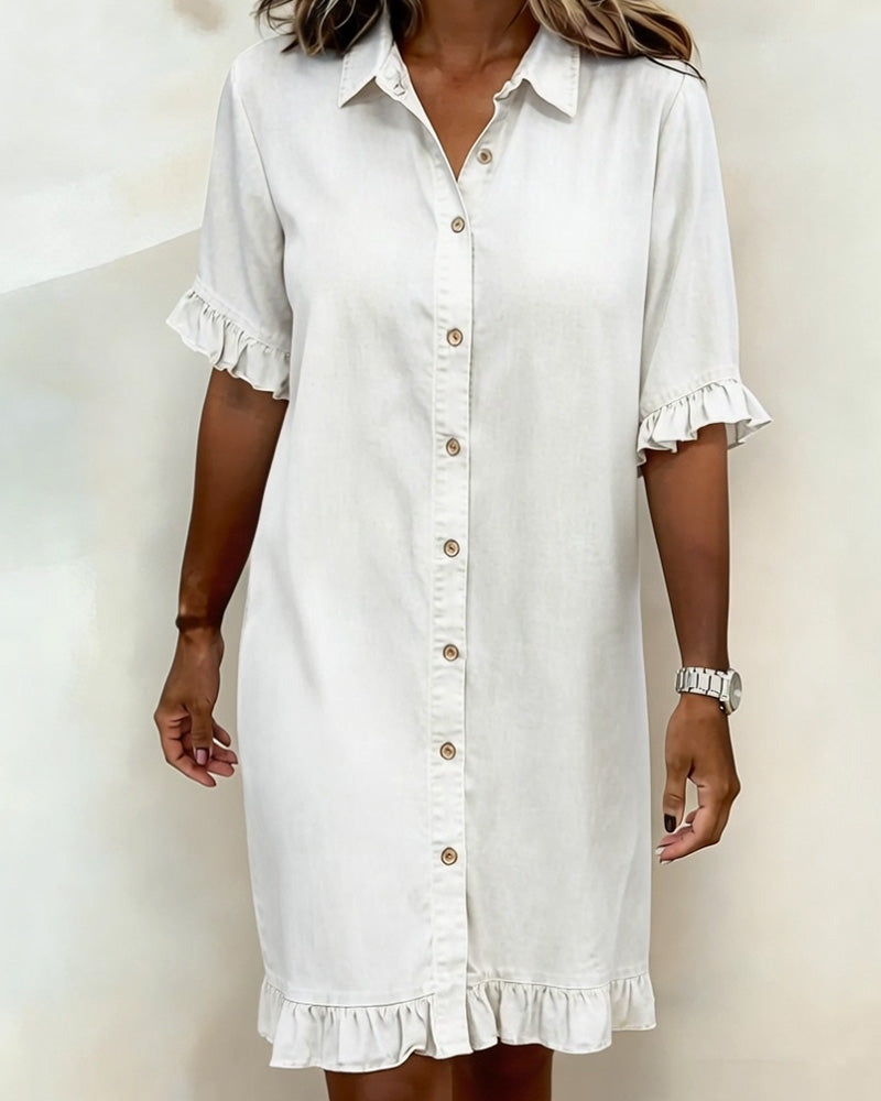 Nora | Comfortable Denim Dress with Ruffle Detail