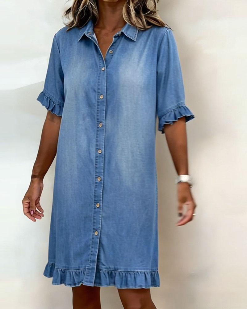 Nora | Comfortable Denim Dress with Ruffle Detail