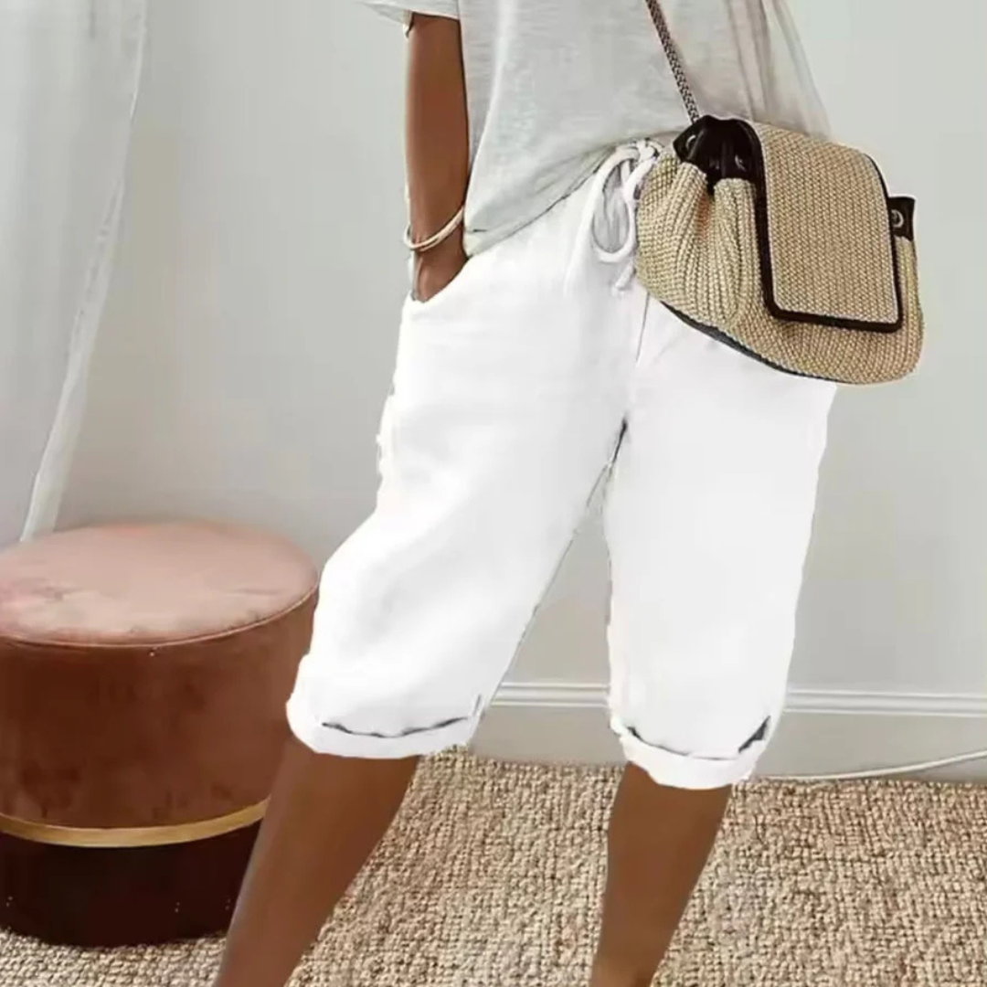 Fenlorn™ | Linen Drawstring Capri Shorts