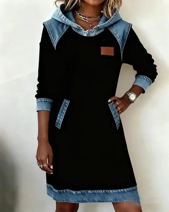 Lunariae | Casual Contrast Hoodie Dress
