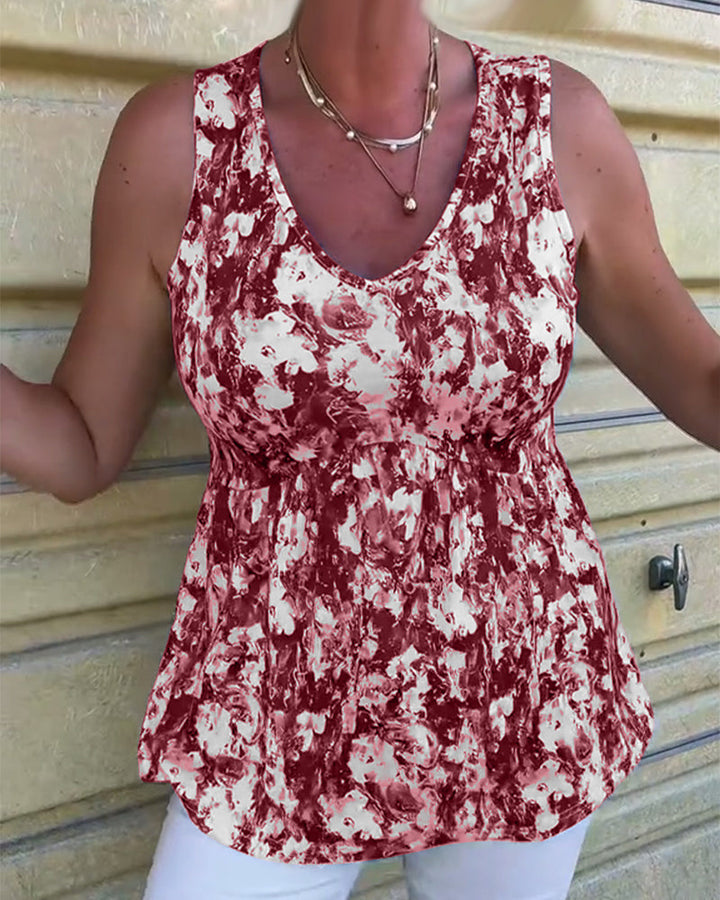 Nerina | Patterned Sleeveless Linen Top