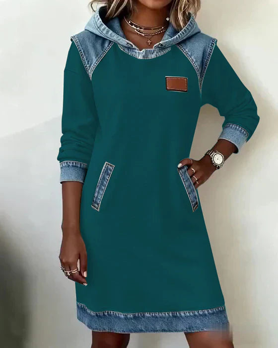 Lunariae | Casual Contrast Hoodie Dress