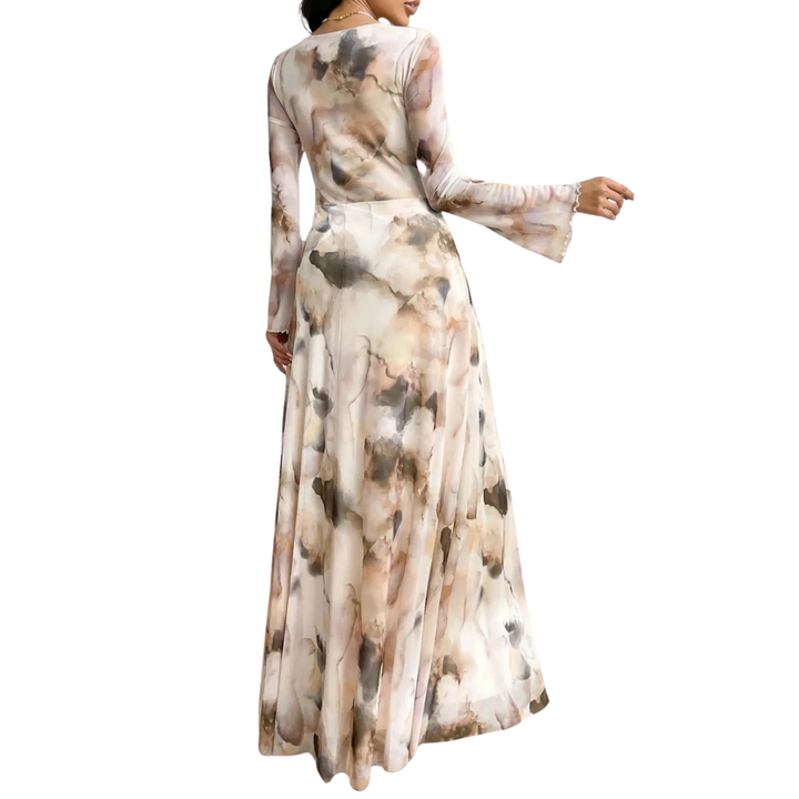 CELESTE – Tie-Dye Mesh Print Elegance Dress