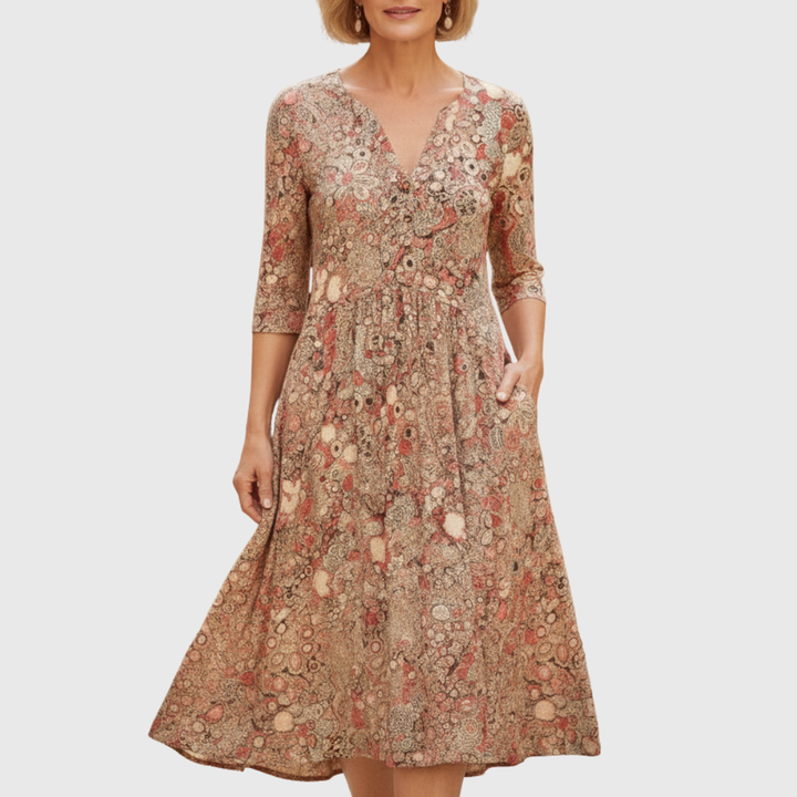 Harlow | Graceful V-Neck Midi Dress