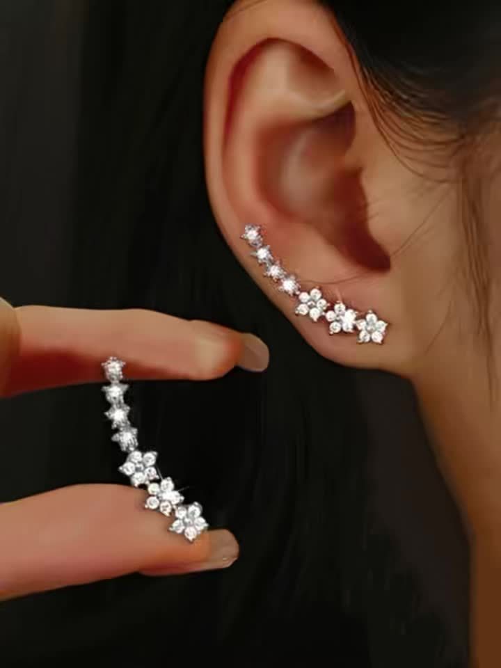 Rosalia | Crystal Floral Climber Earrings