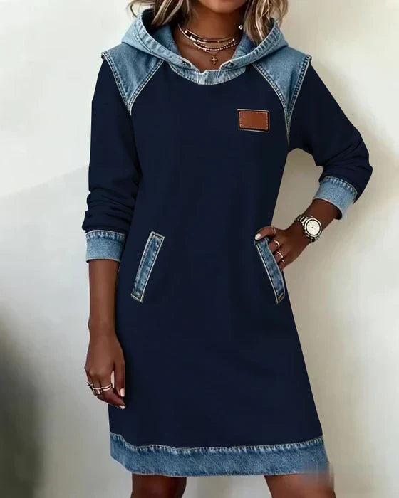 Lunariae | Casual Contrast Hoodie Dress