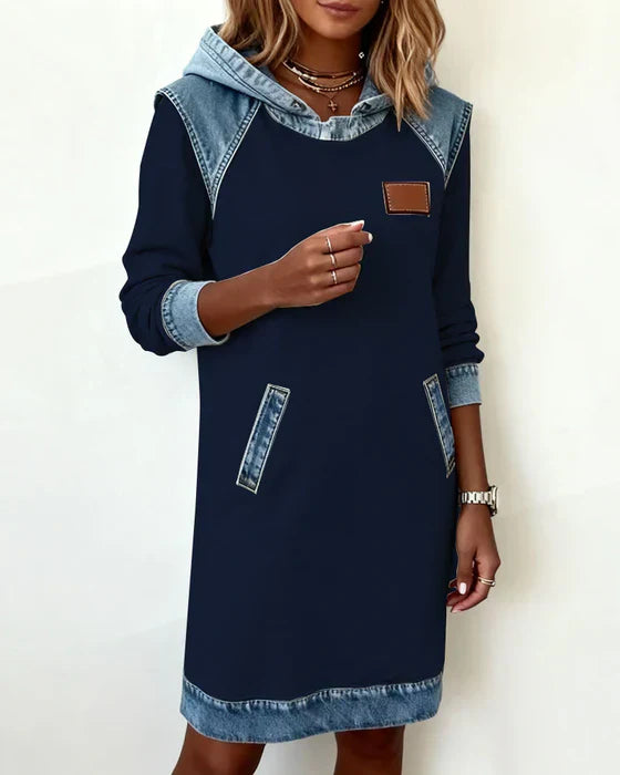 Lunariae | Casual Contrast Hoodie Dress