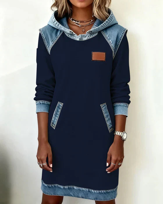 Lunariae | Casual Contrast Hoodie Dress