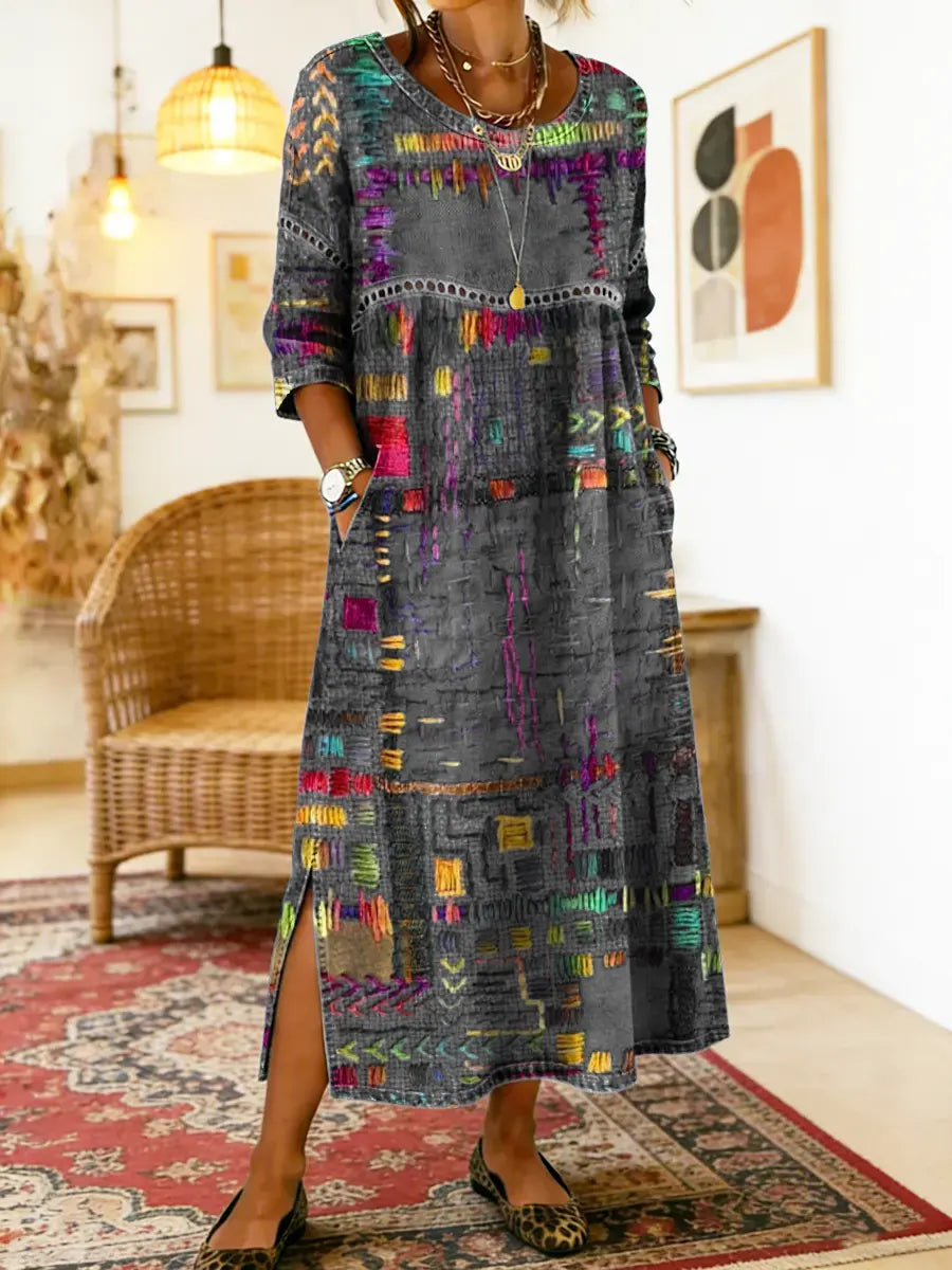 Isabelle | Dress with Ethnic Patchwork