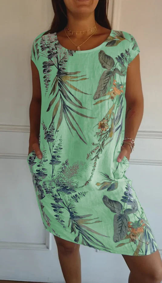 Elara | Botanical Print Summer Dress