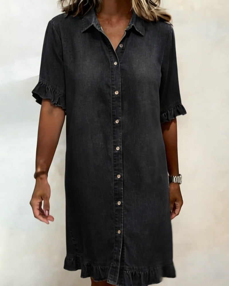 Nora | Comfortable Denim Dress with Ruffle Detail