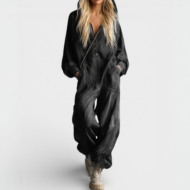 Delilah | Long Sleeve Hooded Jumpsuit with Pockets