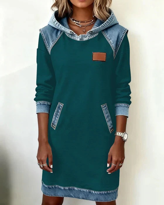 Lunariae | Casual Contrast Hoodie Dress