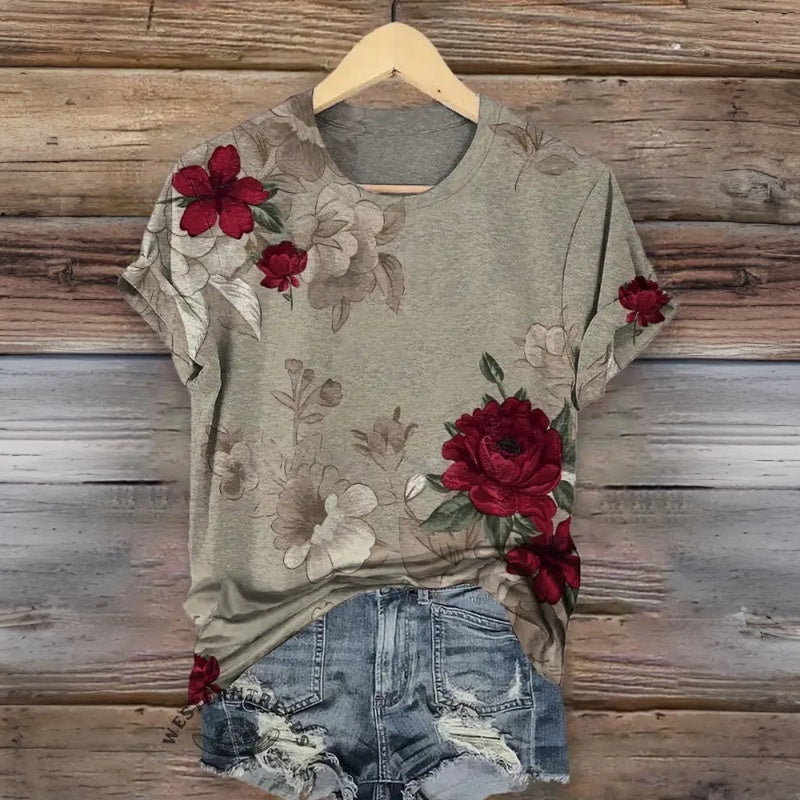Vintage Floral Tee – Soft Casual Summer Shirt