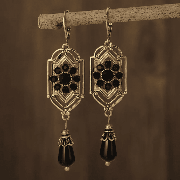 Black | Crystal Drop Earrings
