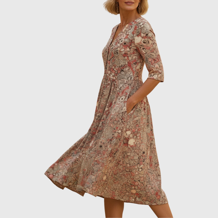Harlow | Graceful V-Neck Midi Dress