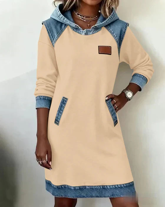 Lunariae | Casual Contrast Hoodie Dress