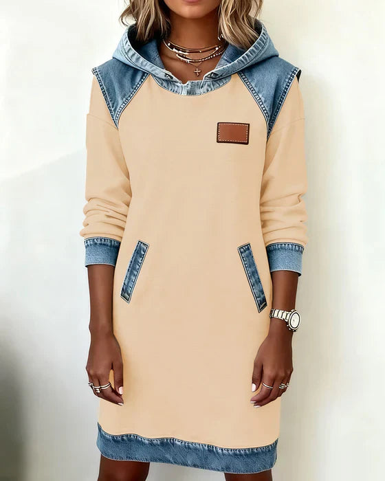 Lunariae | Casual Contrast Hoodie Dress