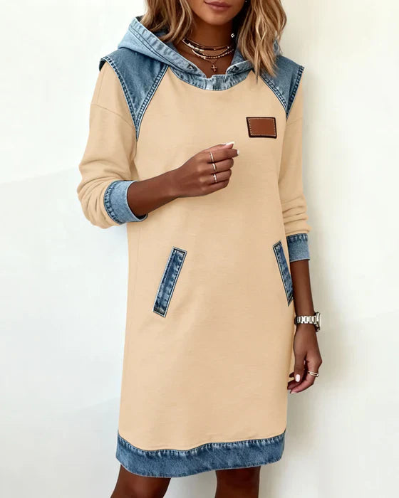 Lunariae | Casual Contrast Hoodie Dress