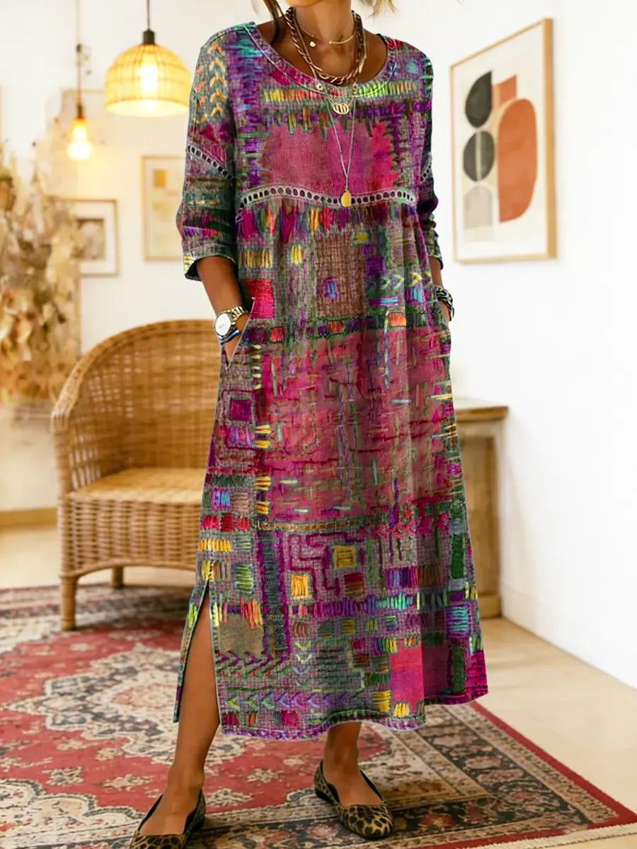 Isabelle | Dress with Ethnic Patchwork