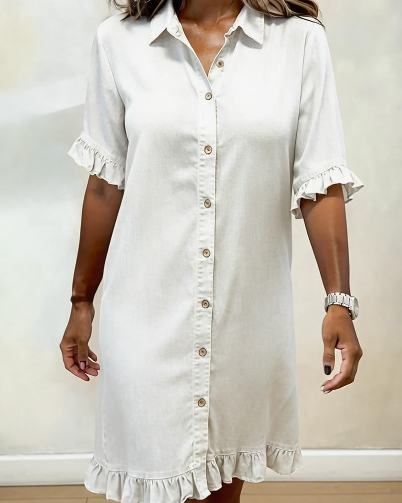 Nora | Comfortable Denim Dress with Ruffle Detail