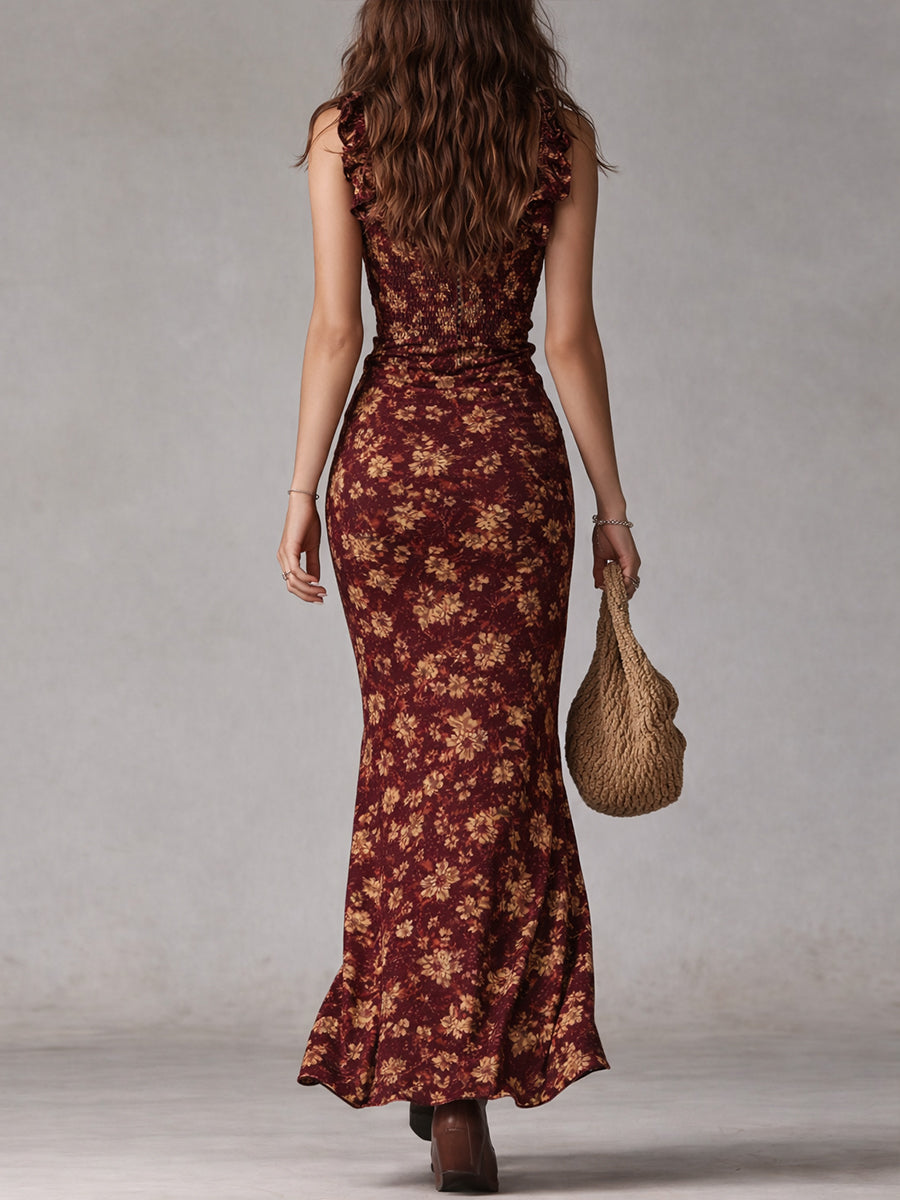 Maya | Boho Retro High Slit Maxi Dress