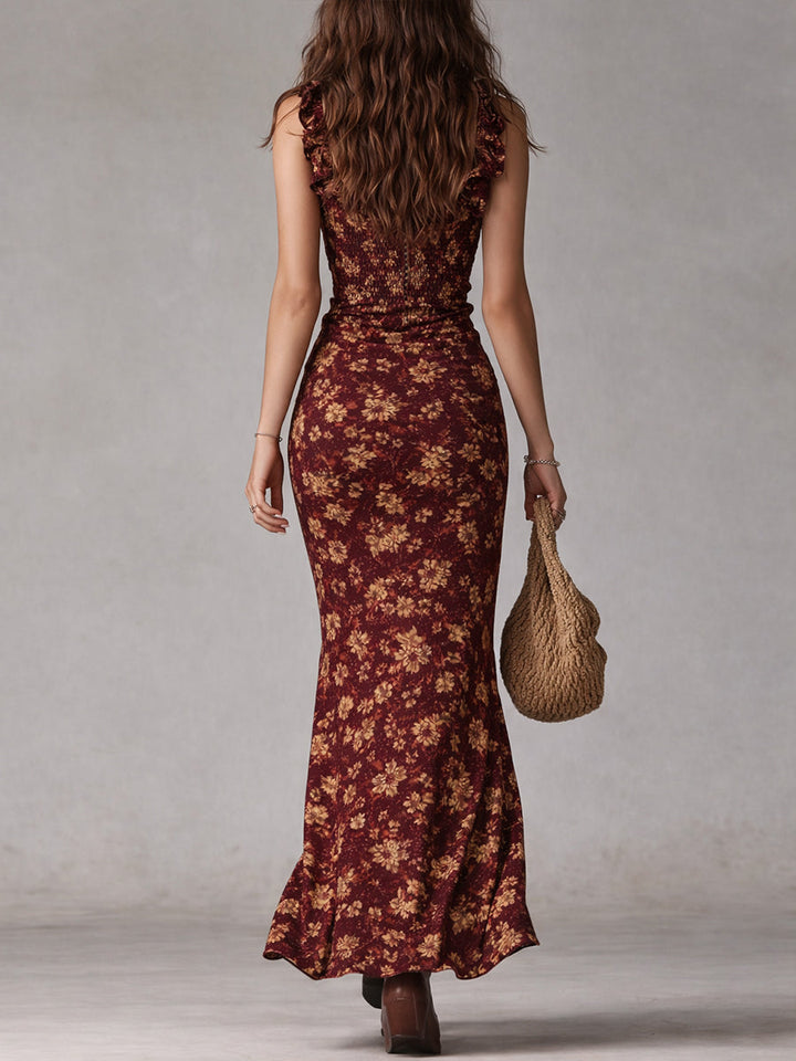 Maya | Boho Retro High Slit Maxi Dress