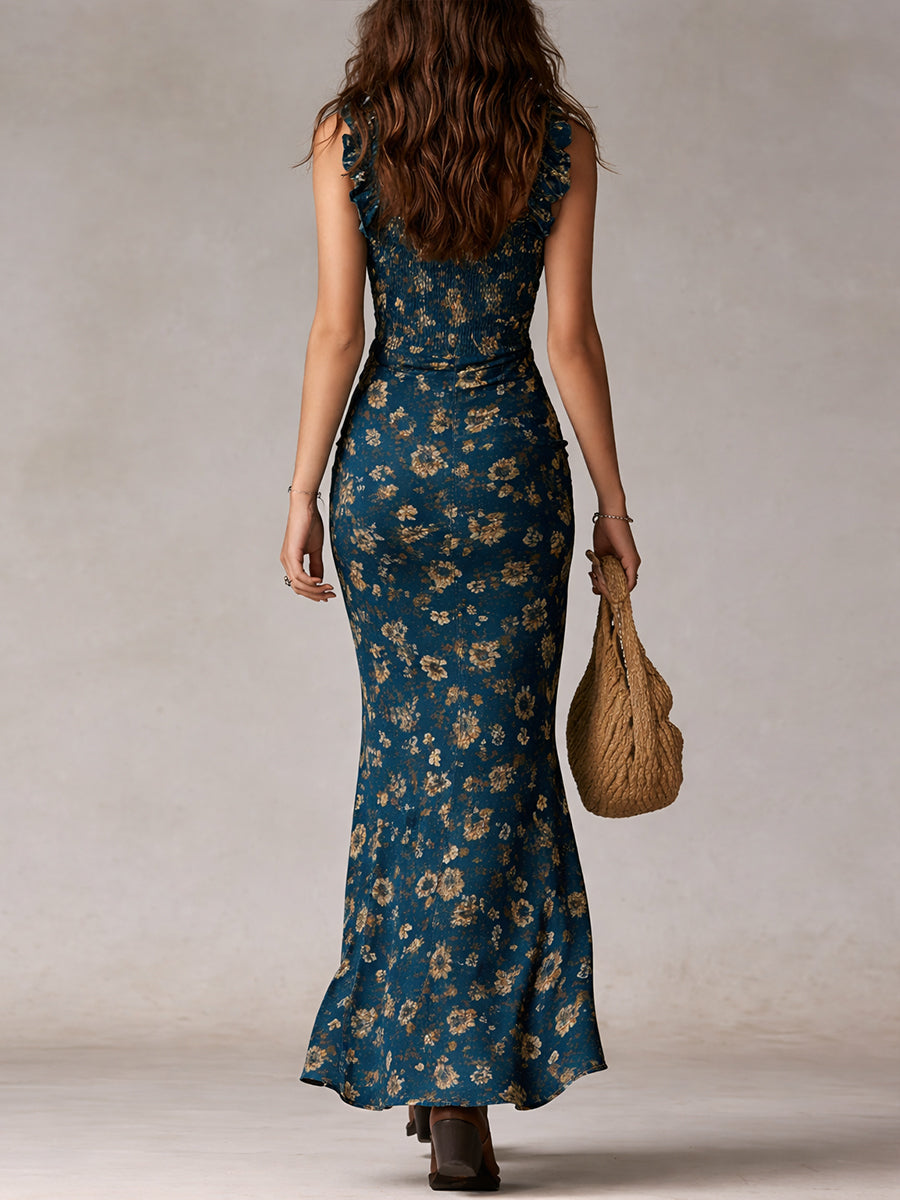 Maya | Boho Retro High Slit Maxi Dress