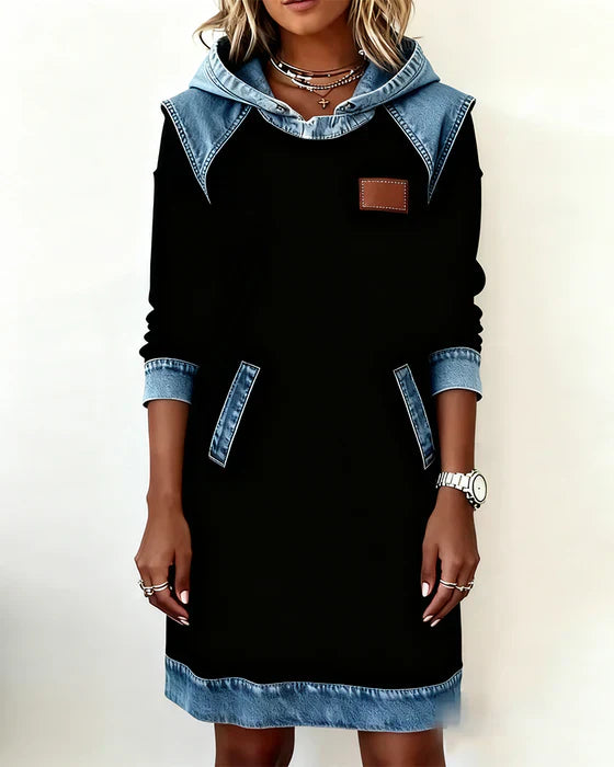 Lunariae | Casual Contrast Hoodie Dress