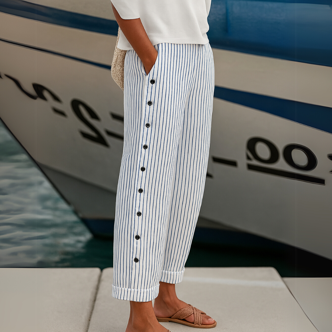 Ella | Stylish Striped Button Pants