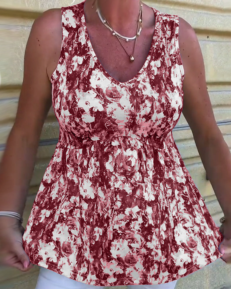 Nerina | Patterned Sleeveless Linen Top