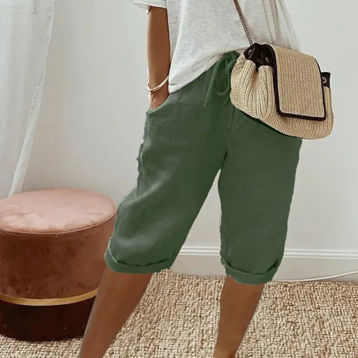Fenlorn™ | Linen Drawstring Capri Shorts