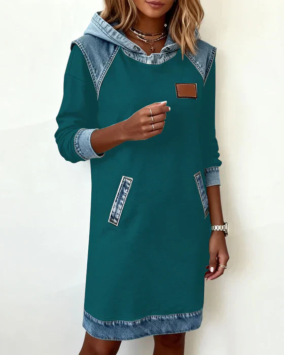 Lunariae | Casual Contrast Hoodie Dress