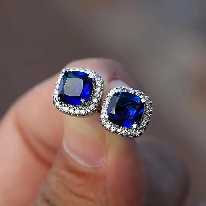 Saphir | Square Stud Earrings