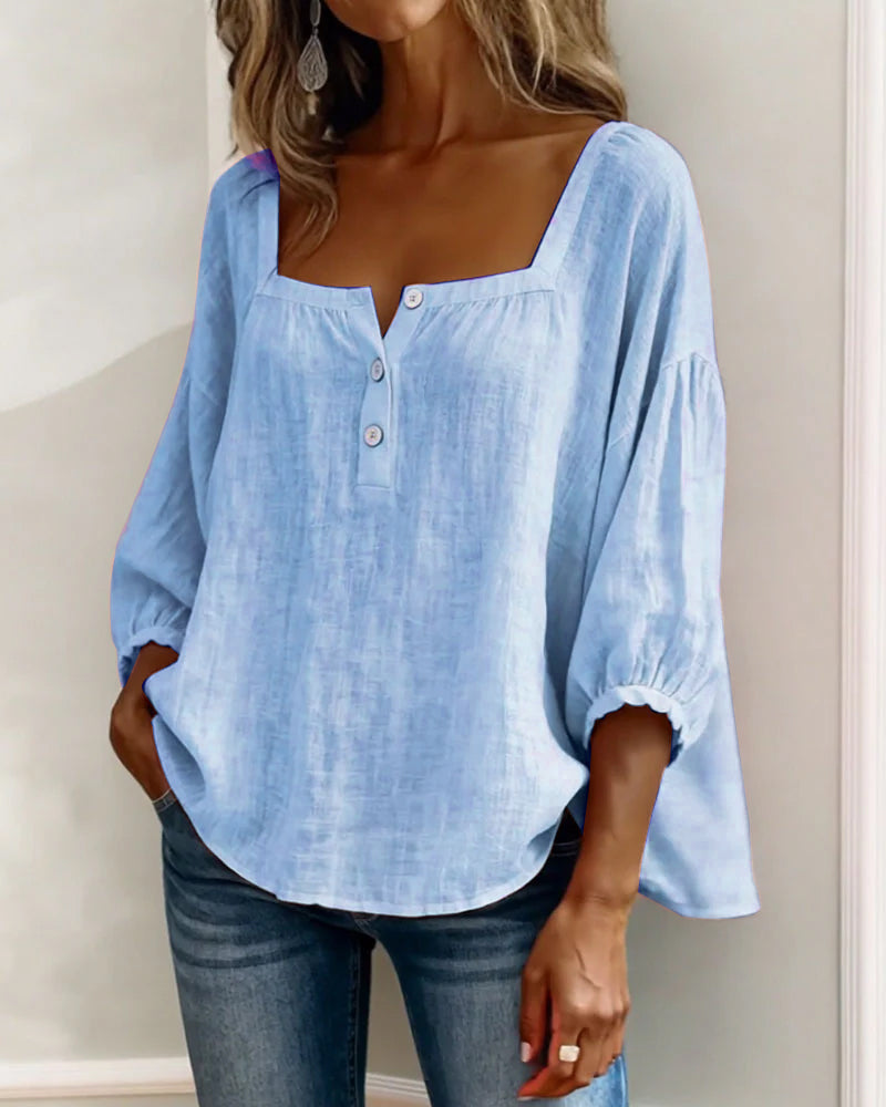 Elise | Square Neck Long Sleeve Blouse