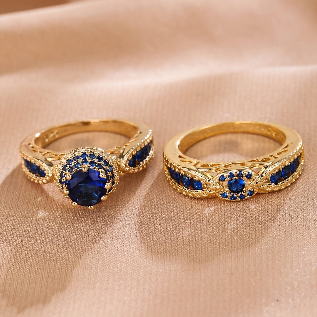 Victoria | Gilded Sapphire Ring Set