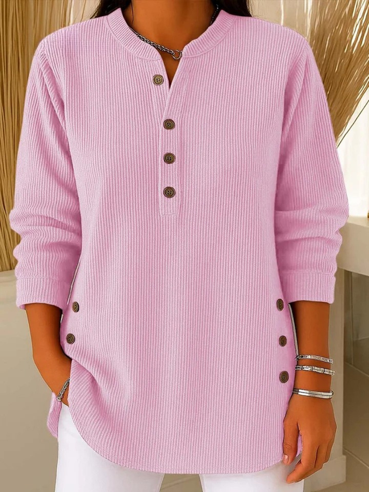 Willow | Casual Ribbed Long Sleeve Henley Top