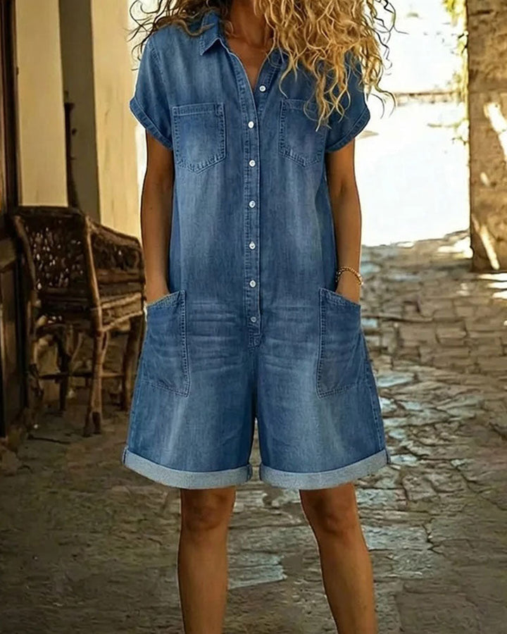 Delya | Short Sleeve Playsuit Dress