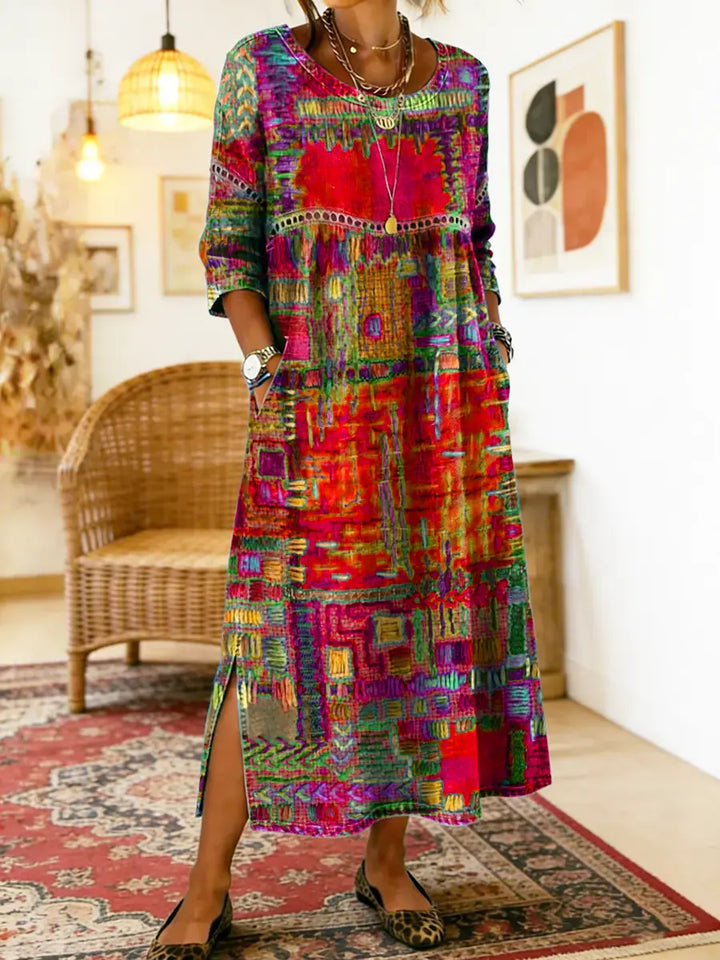 Isabelle | Dress with Ethnic Patchwork