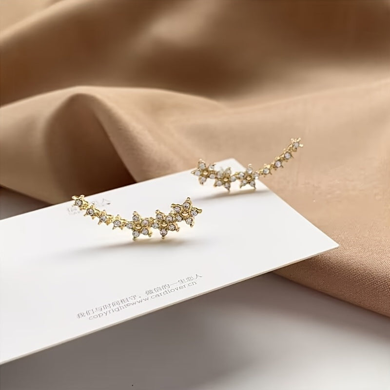 Rosalia | Crystal Floral Climber Earrings