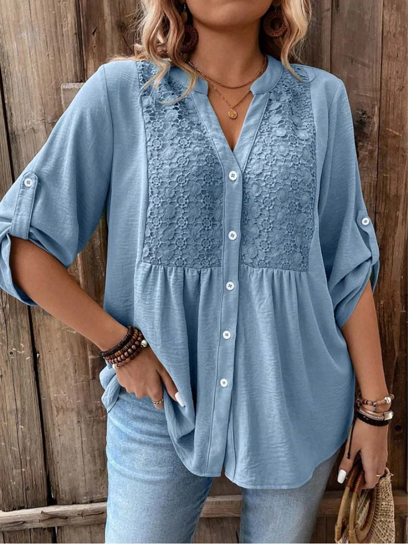 Ava | Relaxed V-Neck Button Blouse