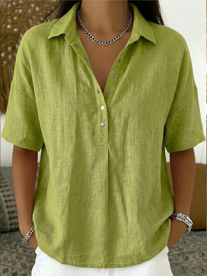 Tessa | Collared Blouse with Button Detail