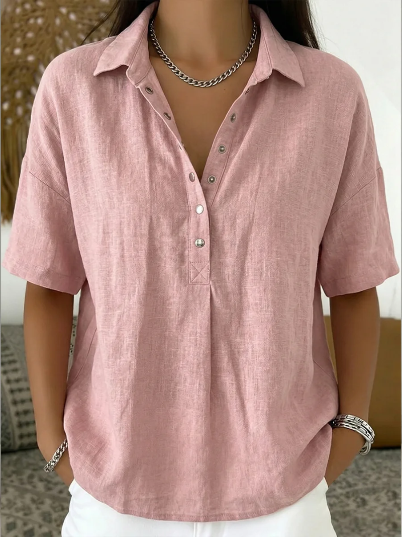 Tessa | Collared Blouse with Button Detail