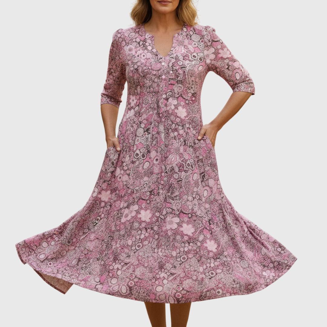 Harlow | Graceful V-Neck Midi Dress